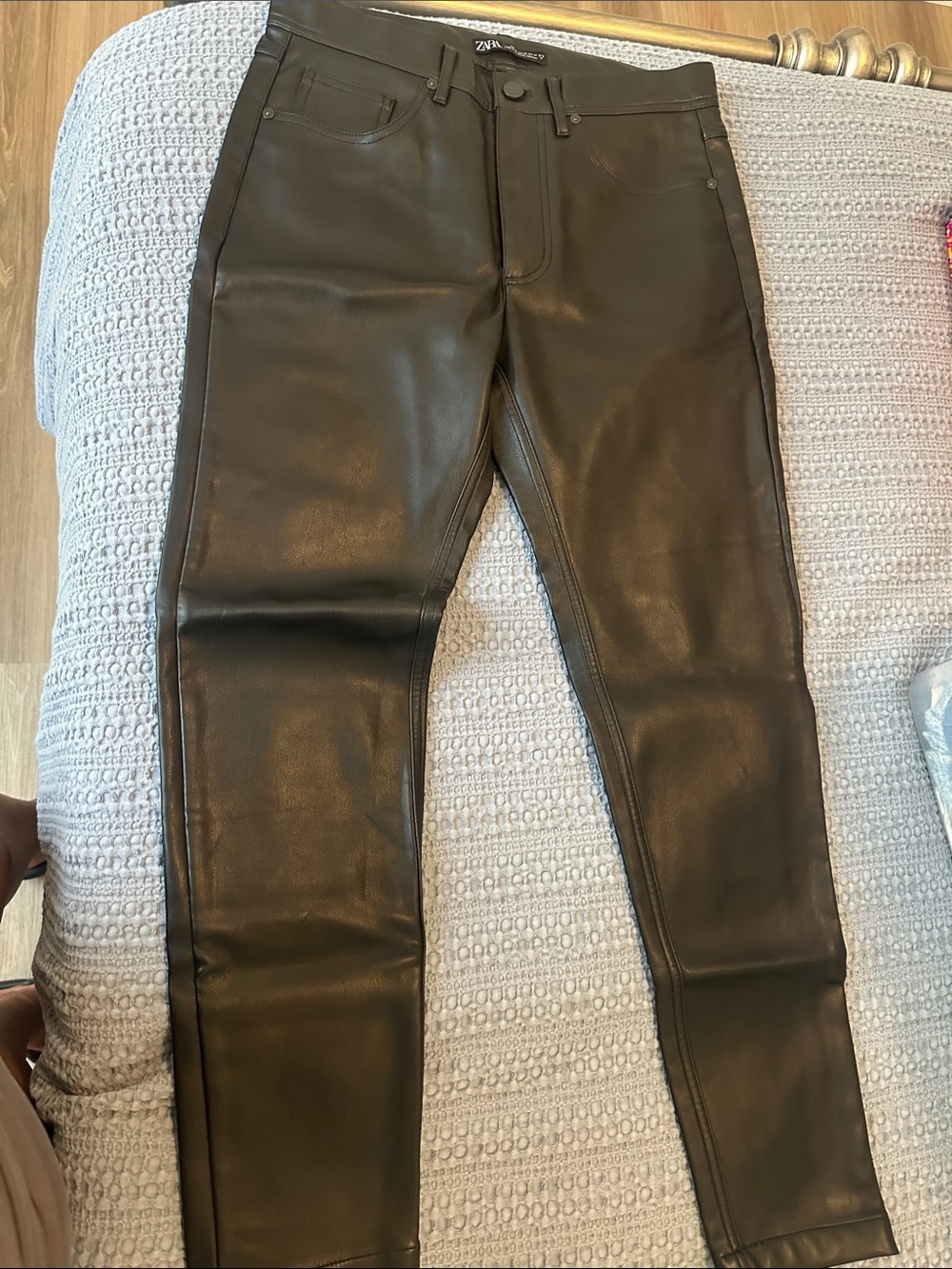 Zara Black Faux Leather Skinny Pants